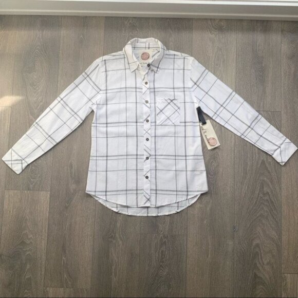 Anthropologie Ash and Ember Button Down Shirt Collared Paid Western Size Small - Picture 6 of 16